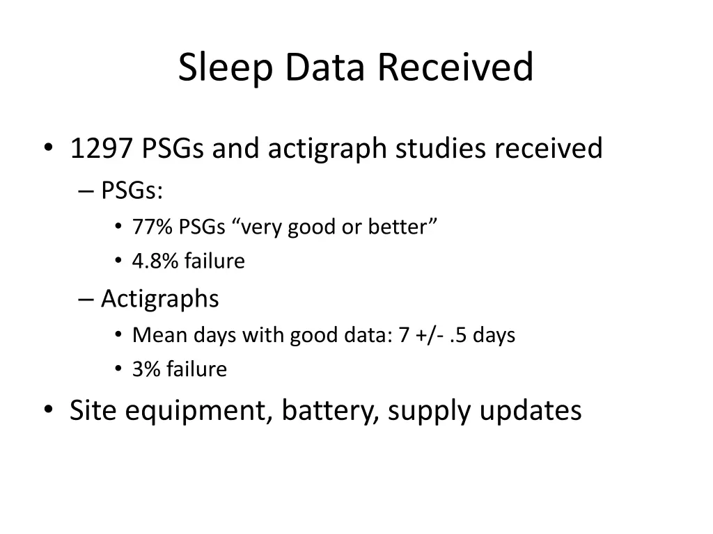sleep data received