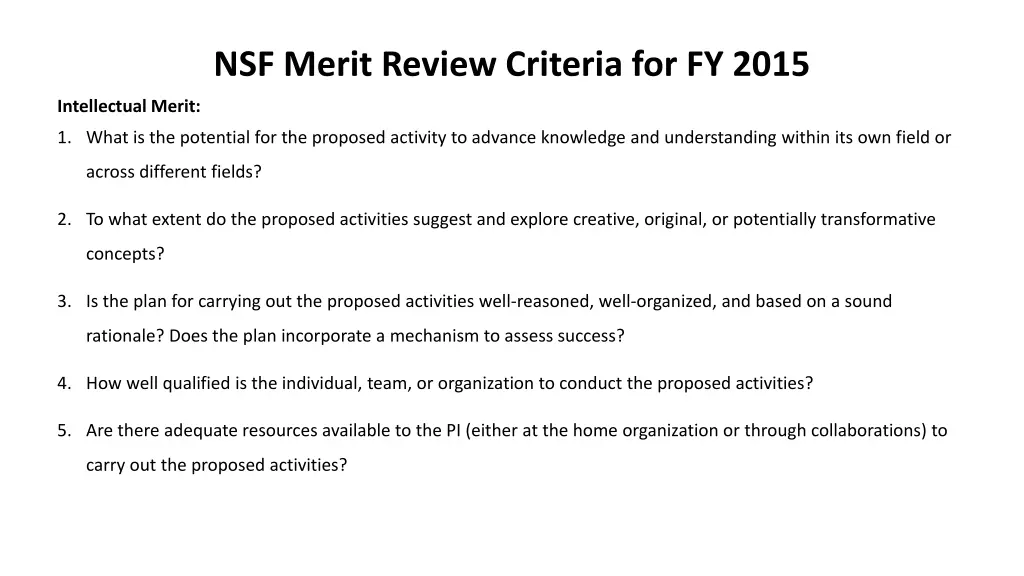 nsf merit review criteria for fy 2015