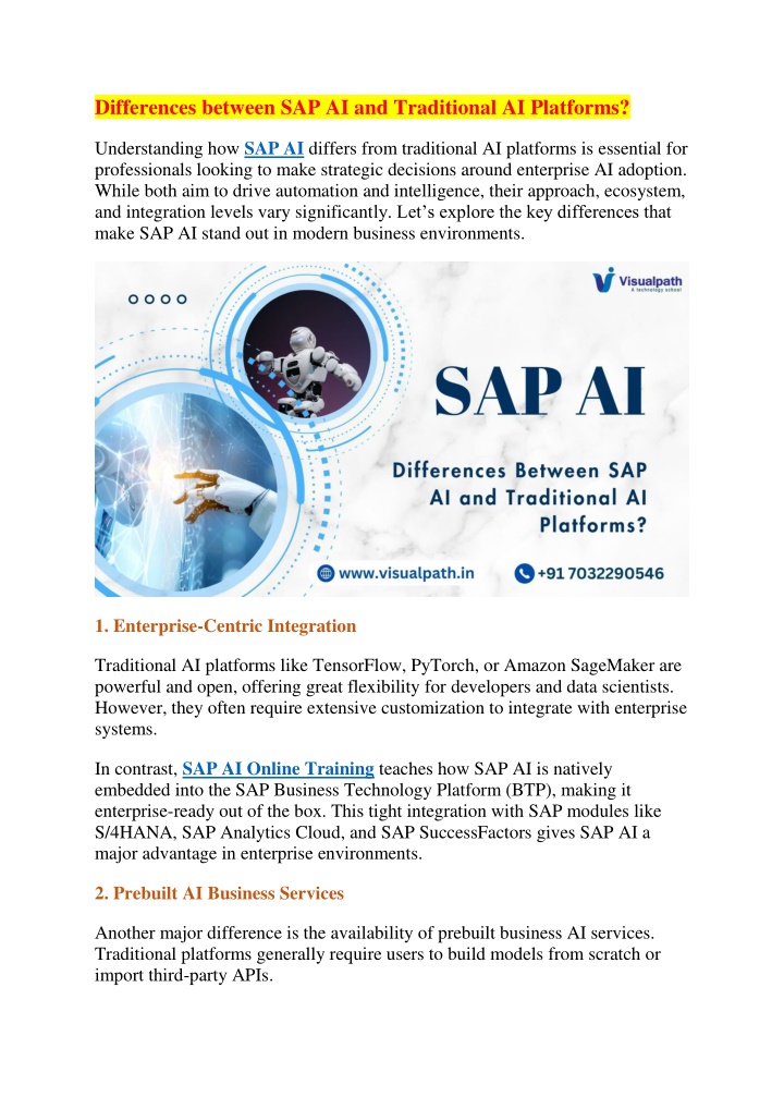 differences between sap ai and traditional