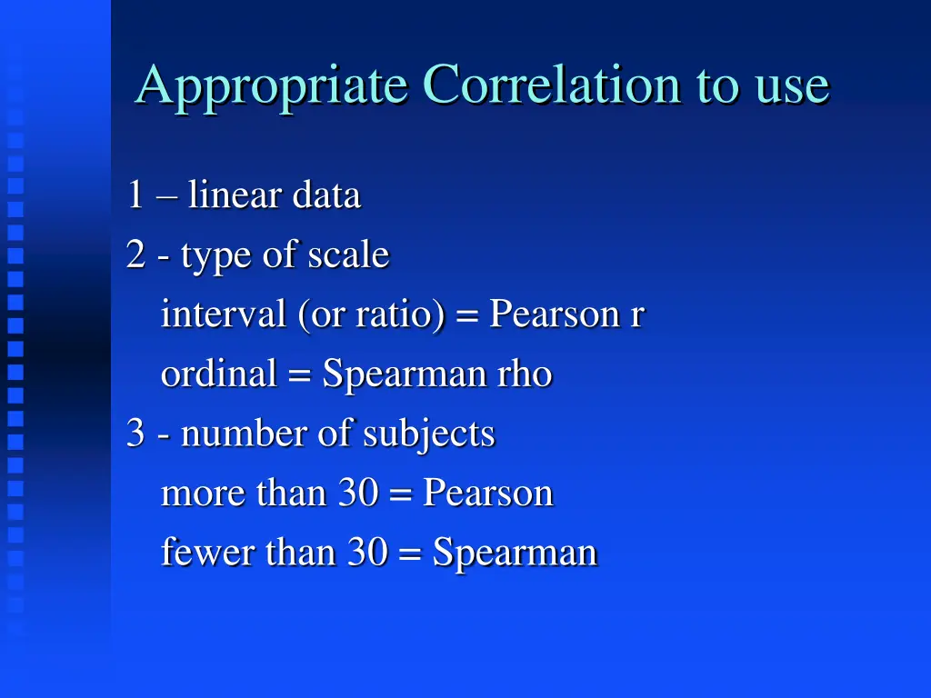 appropriate correlation to use