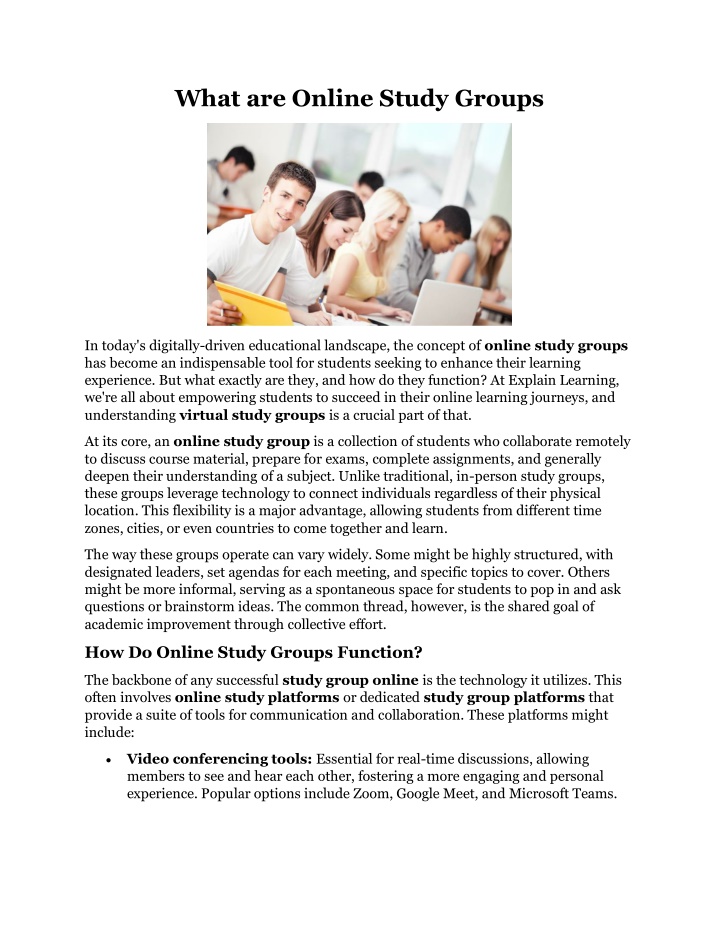 what are online study groups