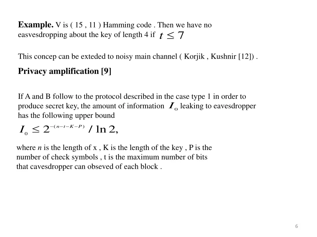 example v is 15 11 hamming code then we have