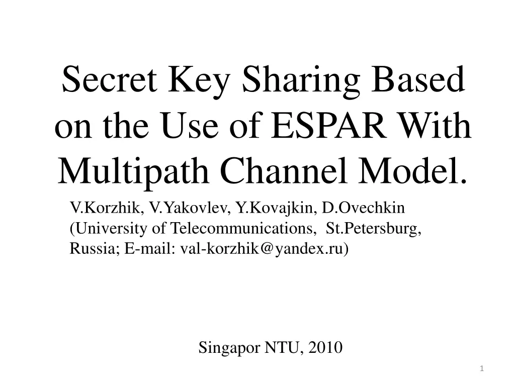 secret key sharing based on the use of espar with