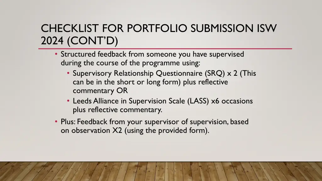 checklist for portfolio submission isw 2024 cont d 1