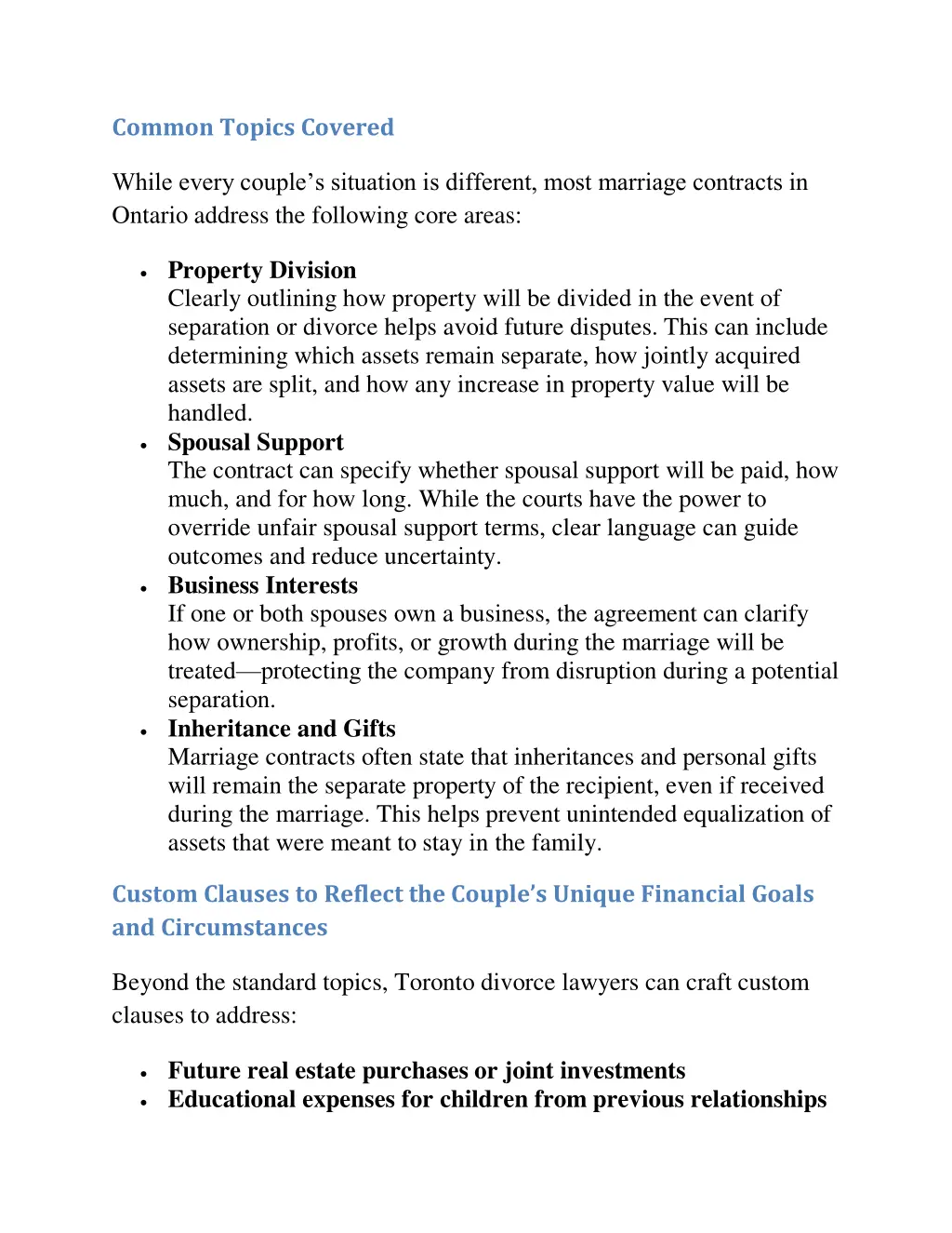 common topics covered