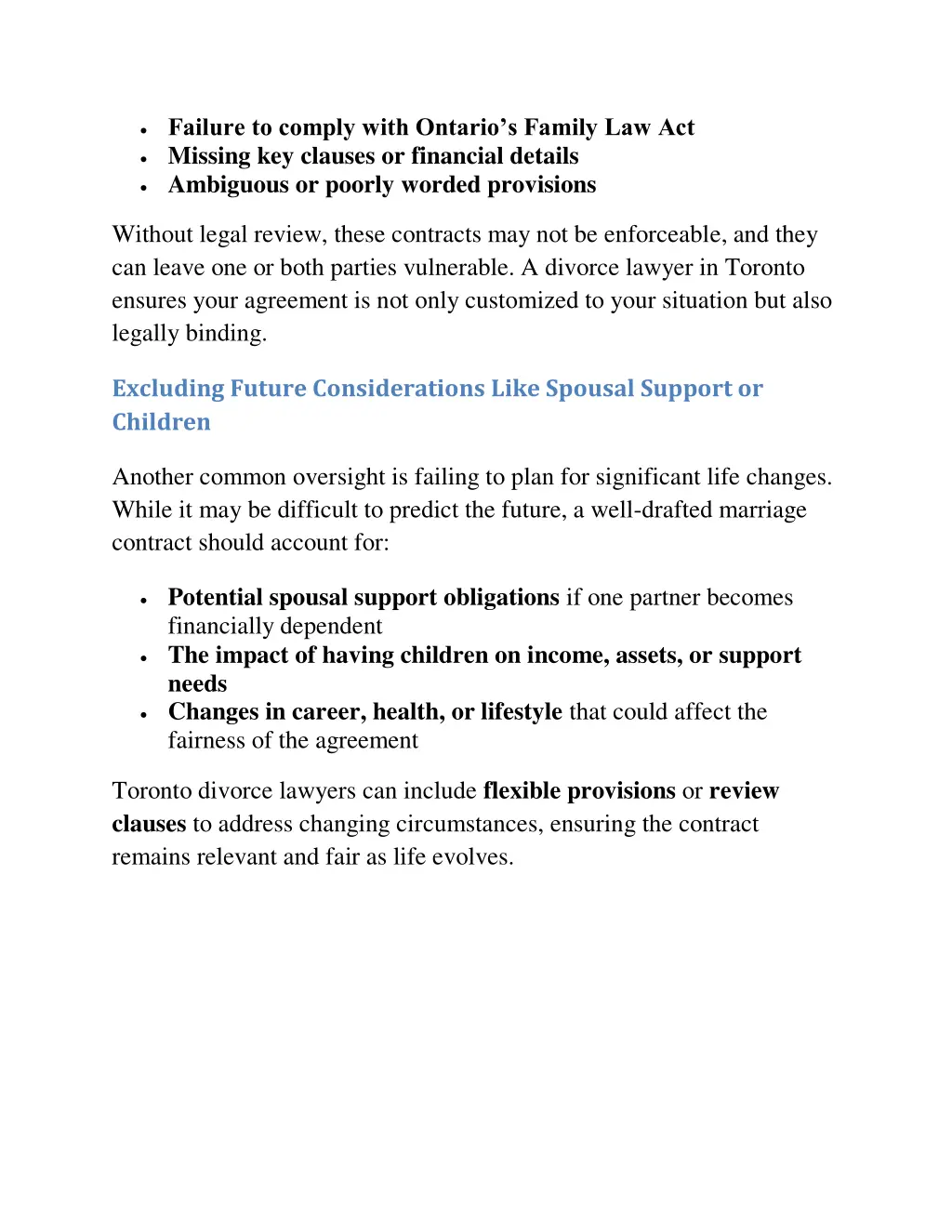 failure to comply with ontario s family