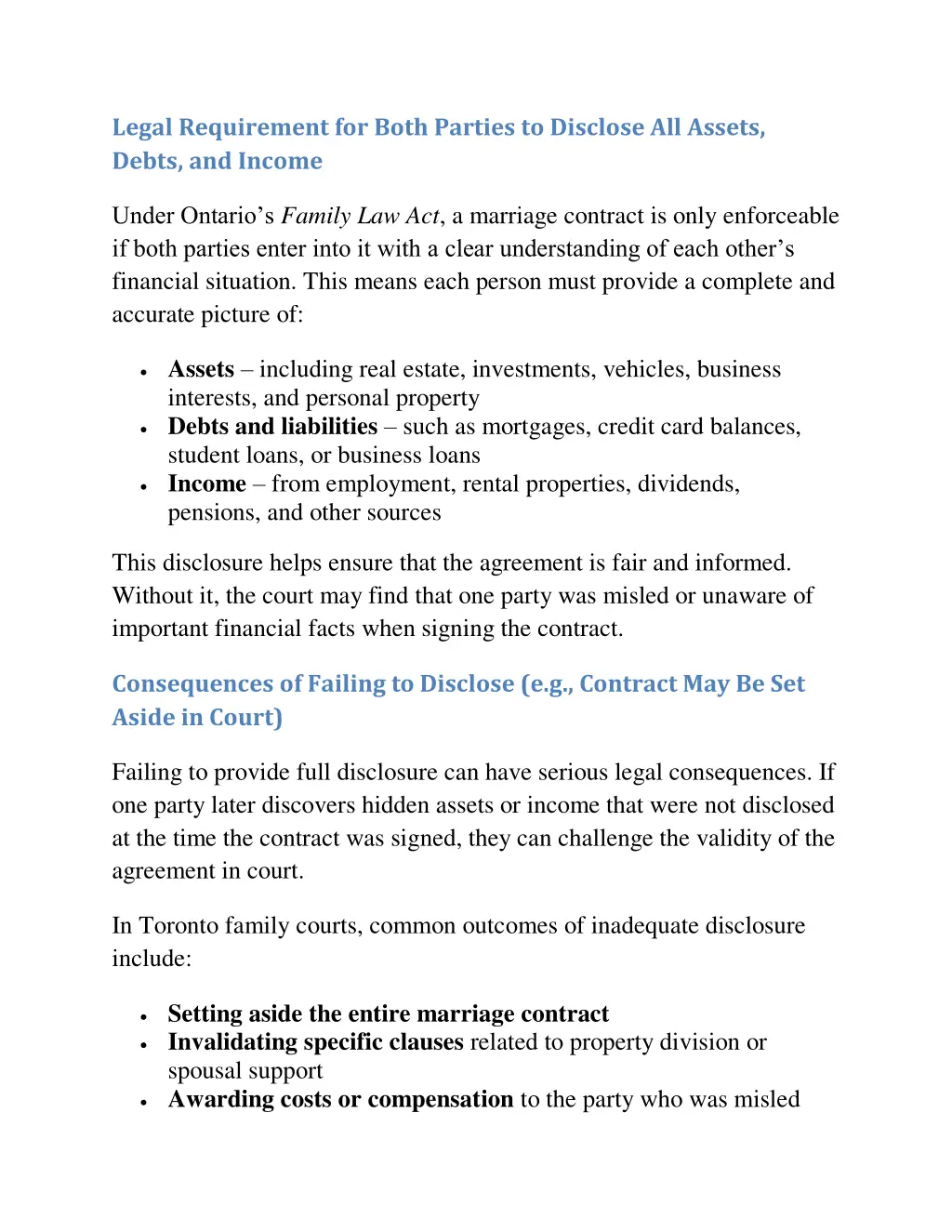 legal requirement for both parties to disclose