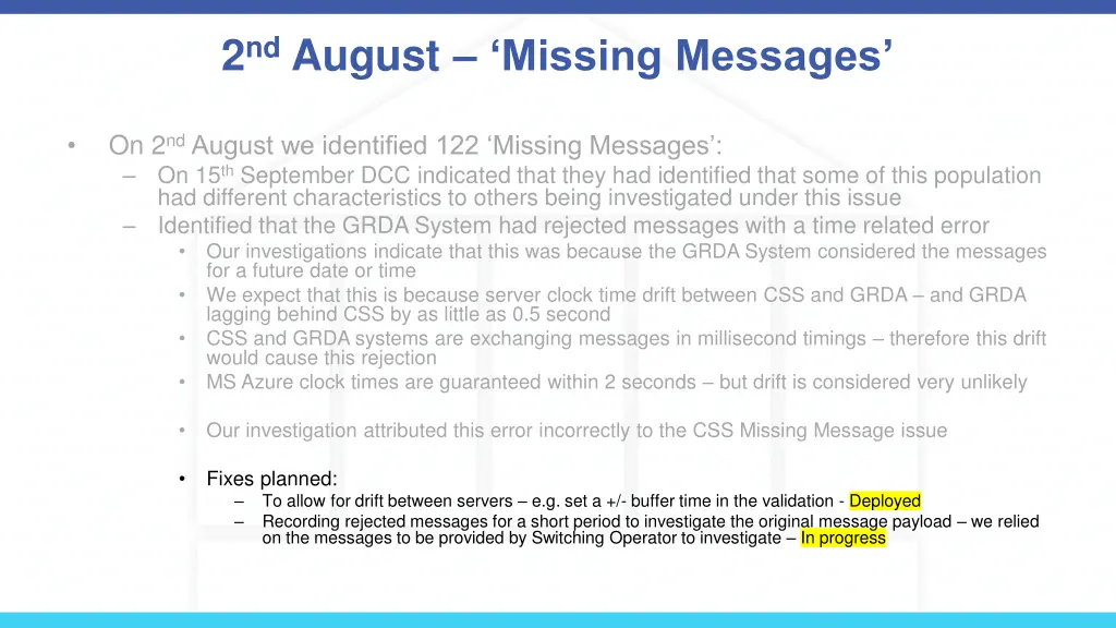 2 nd august missing messages