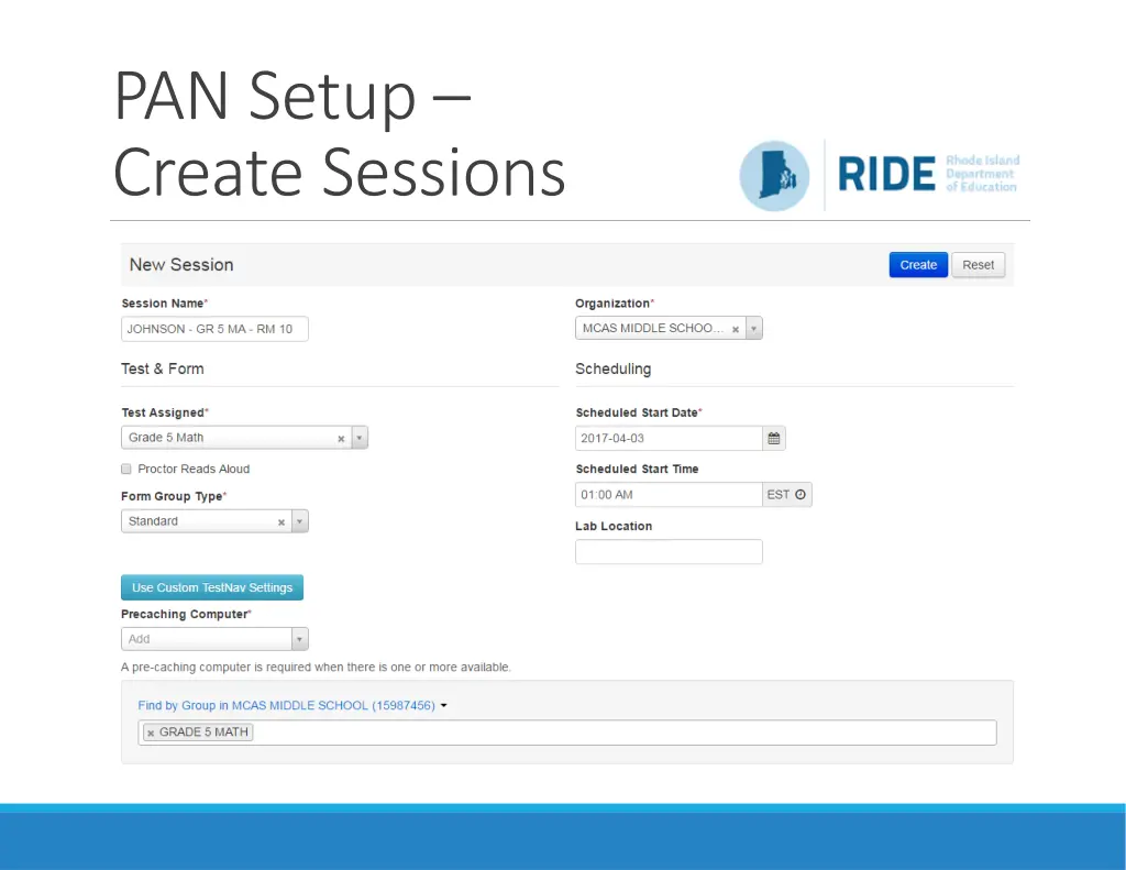 pan setup create sessions 1