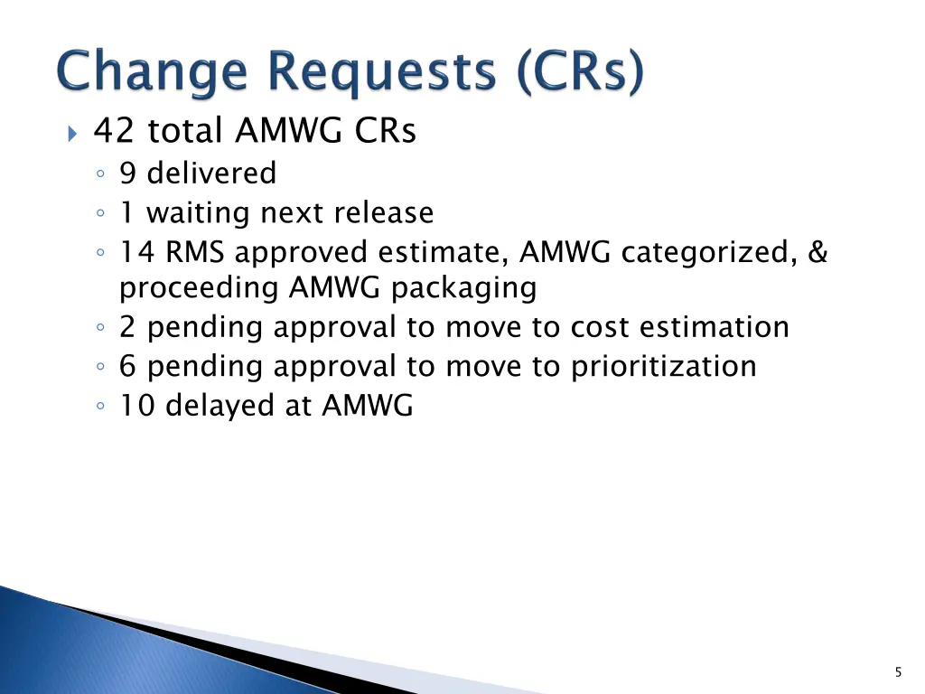 42 total amwg crs 9 delivered 1 waiting next