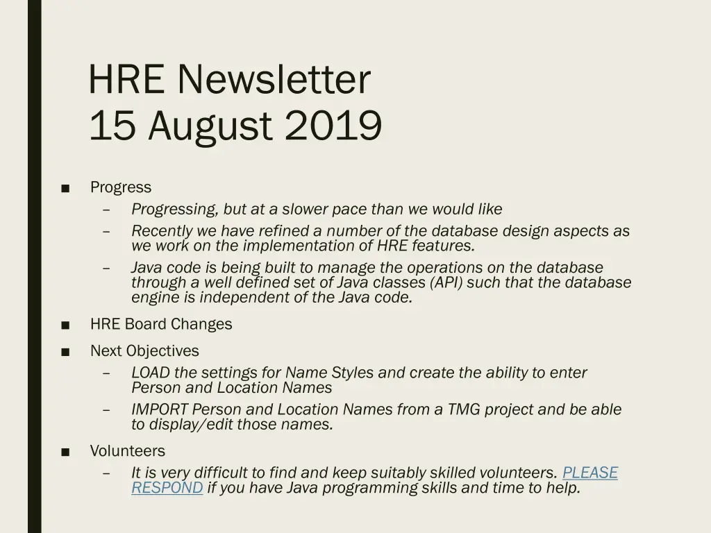 hre newsletter 15 august 2019