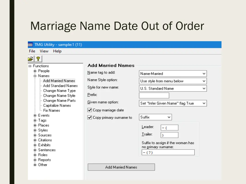 marriage name date out of order 2