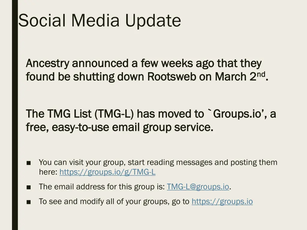 social media update
