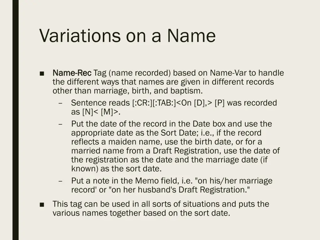 variations on a name 1