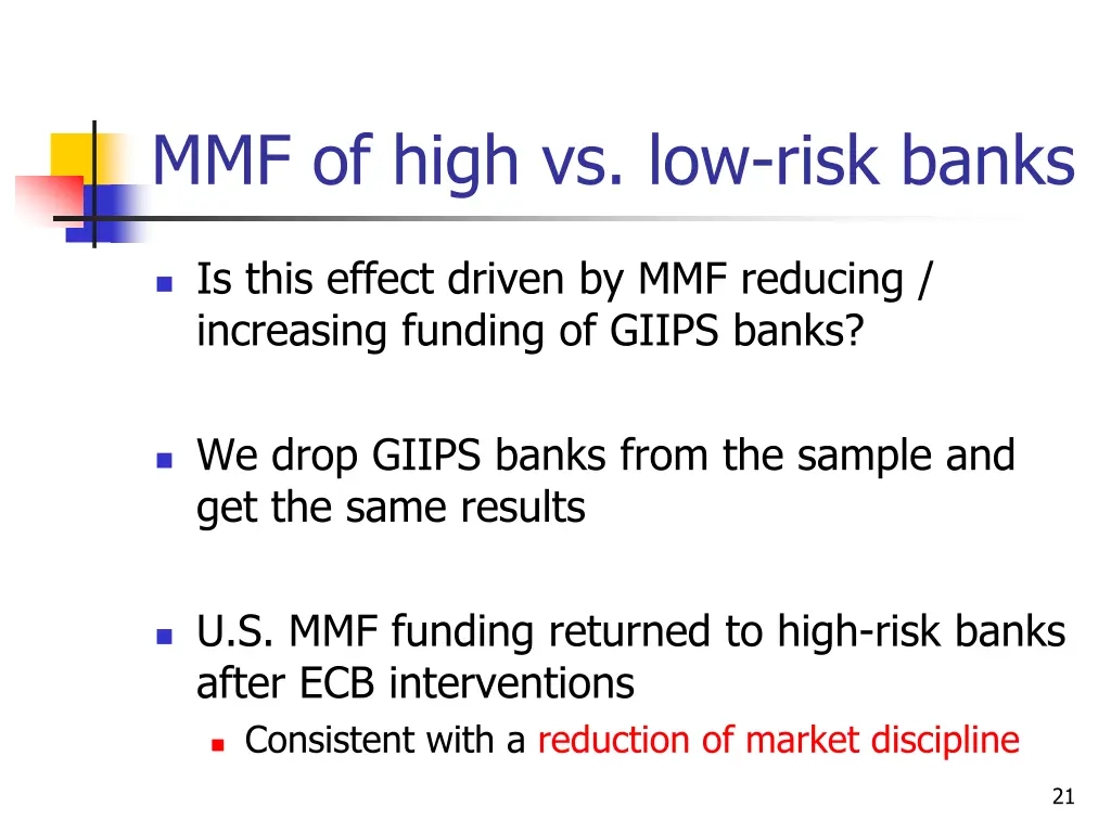 mmf of high vs low risk banks
