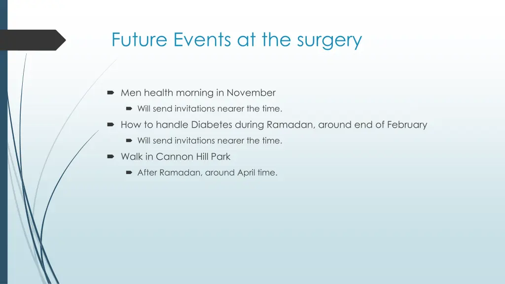 future events at the surgery