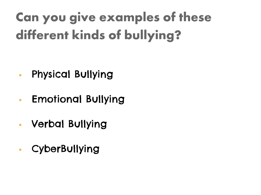 can you give examples of these different kinds