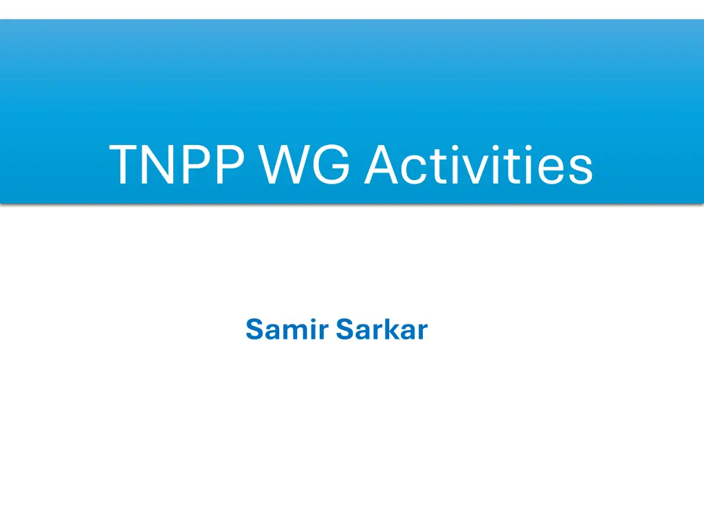 tnpp wg activities