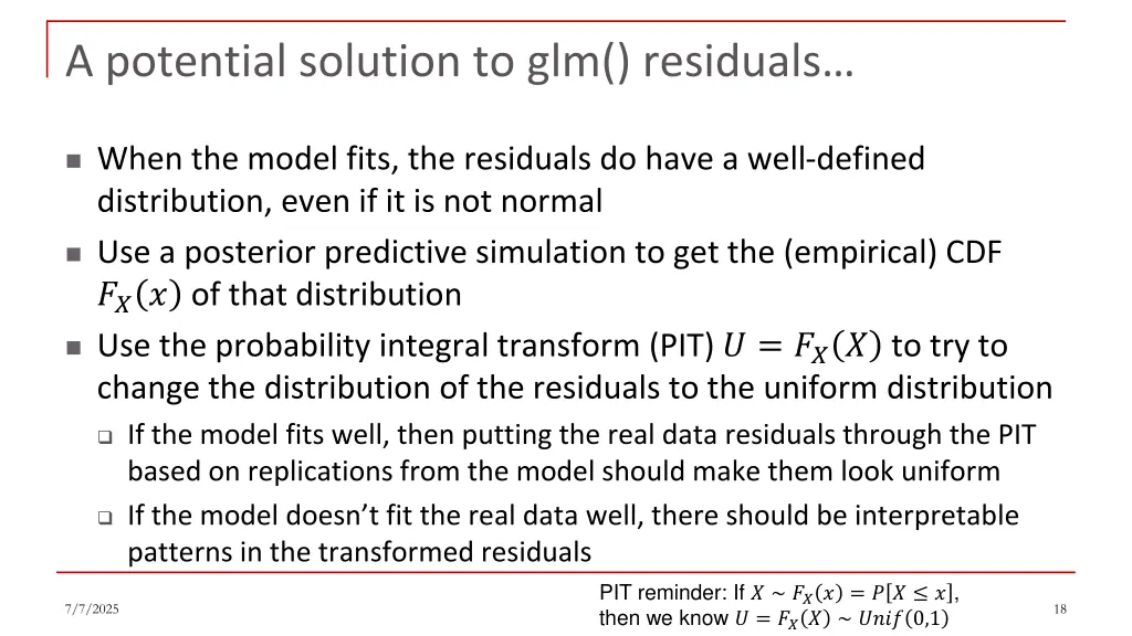 a potential solution to glm residuals