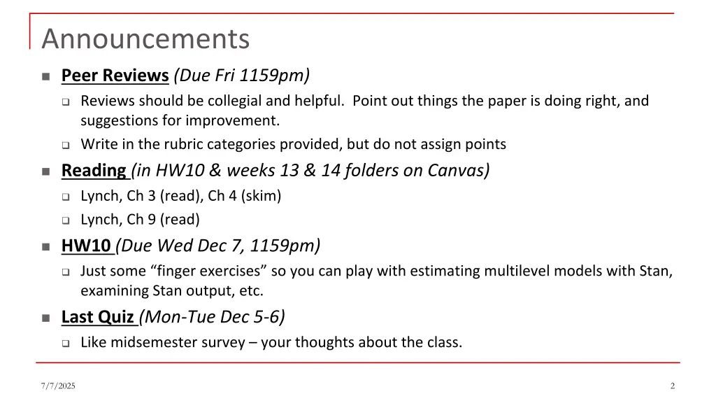 announcements