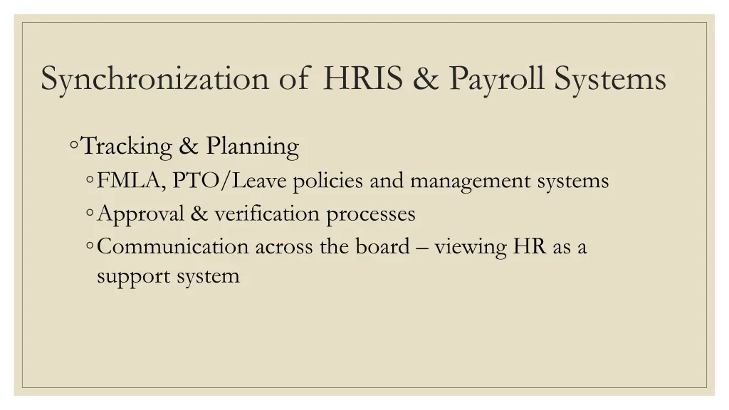 synchronization of hris payroll systems