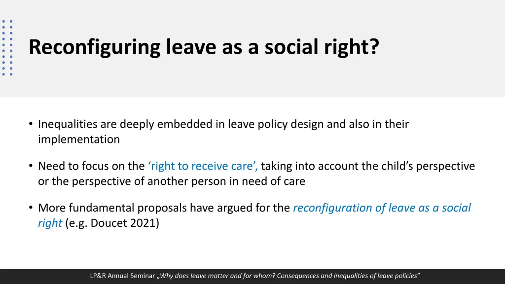 reconfiguring leave as a social right