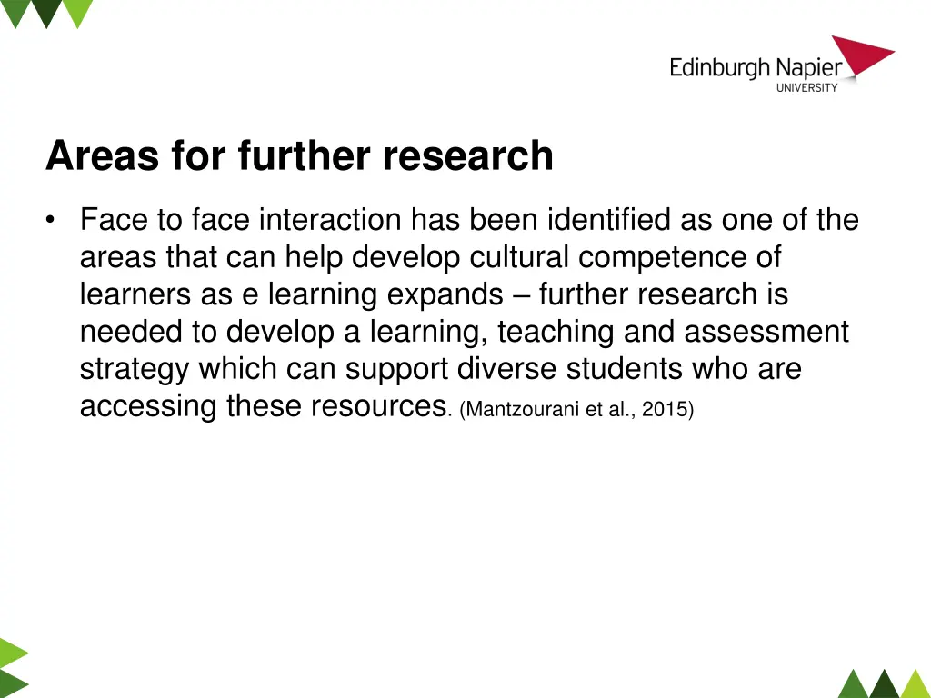areas for further research