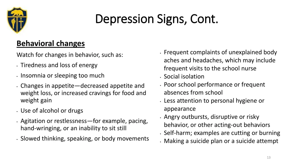 depression signs cont depression signs cont