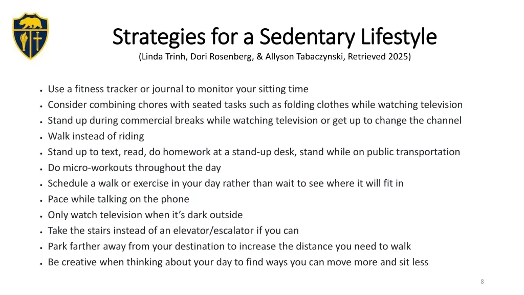 strategies for a sedentary lifestyle strategies