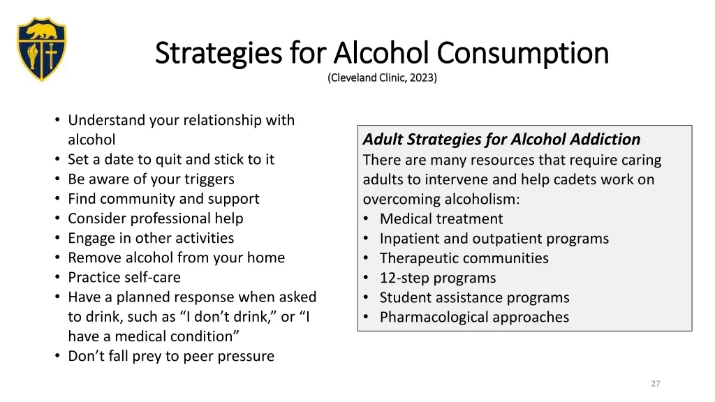 strategies for alcohol consumption strategies