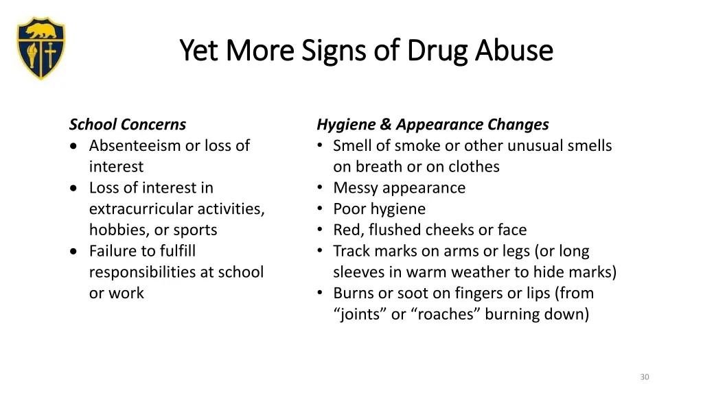 yet more signs of drug abuse yet more signs