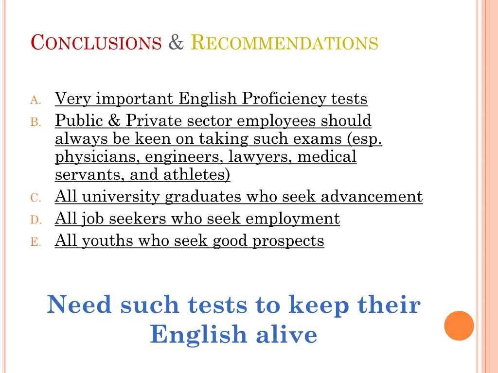 c onclusions r ecommendations