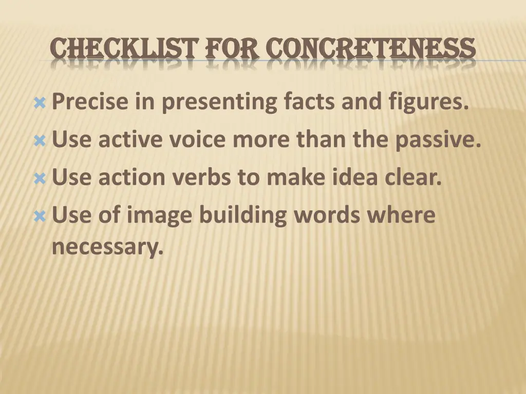 checklist for concreteness checklist