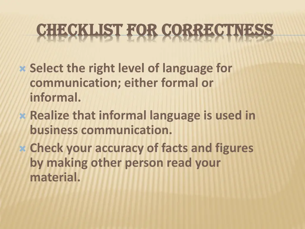 checklist for correctness checklist