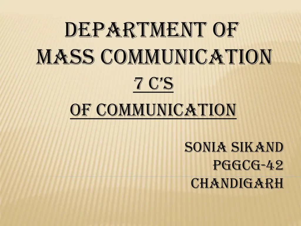 department of mass communication