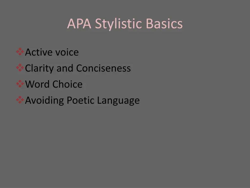 apa stylistic basics