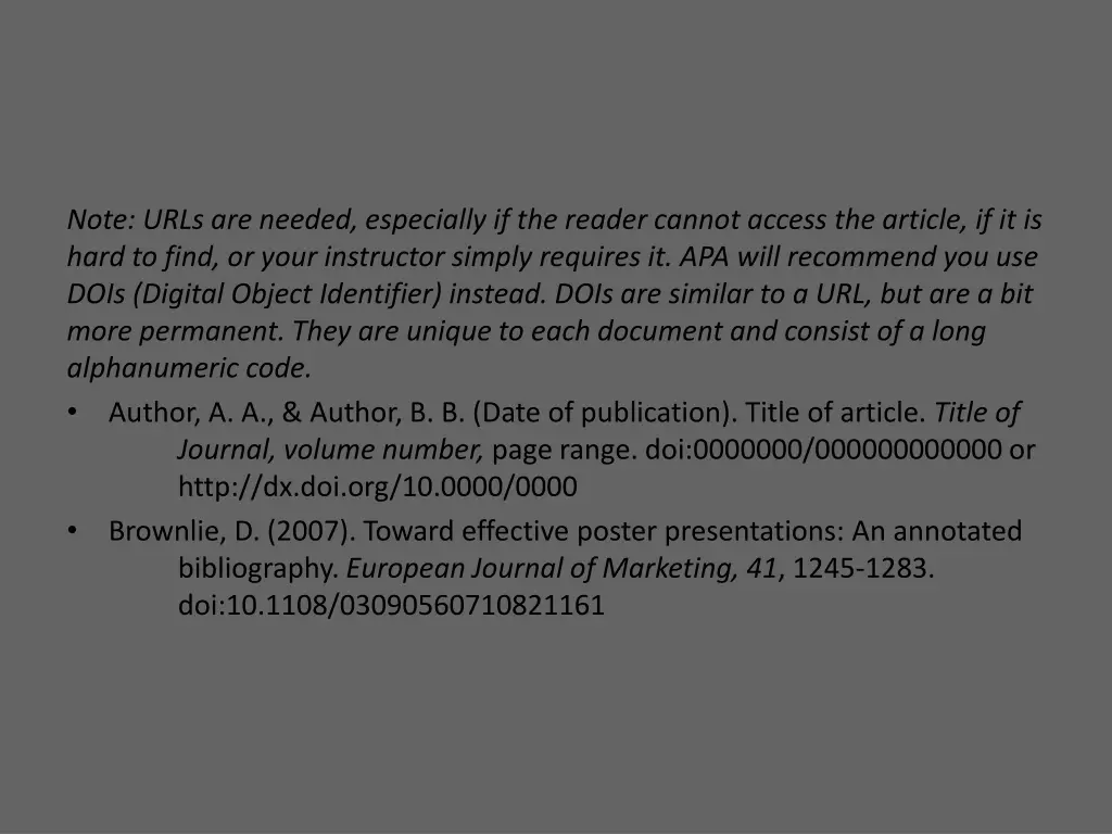note urls are needed especially if the reader