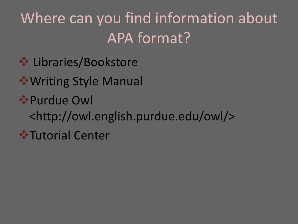 where can you find information about apa format
