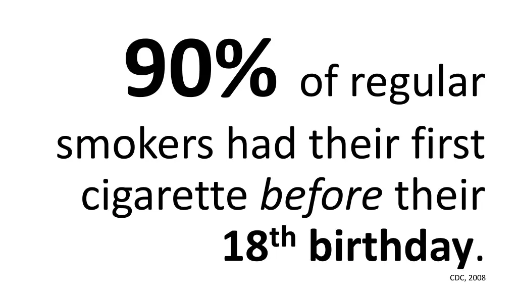 90 of regular smokers had their first cigarette