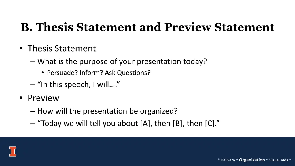 b thesis statement and preview statement