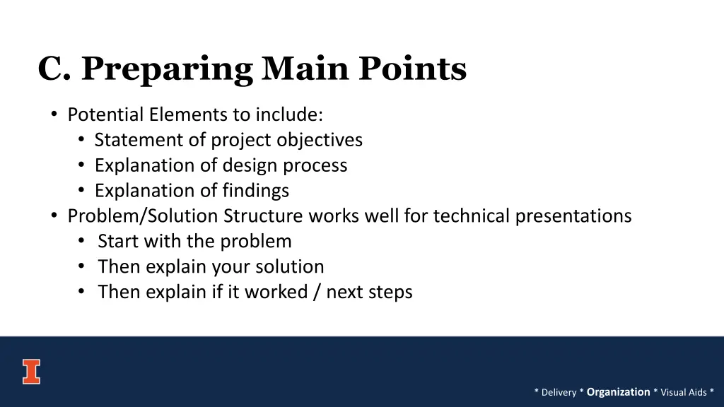 c preparing main points