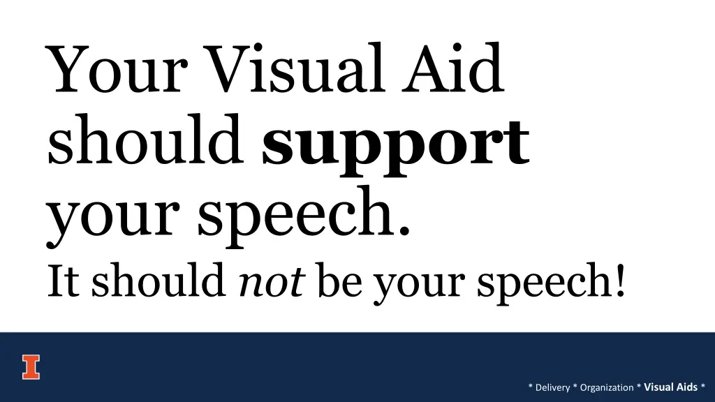 your visual aid should support your speech