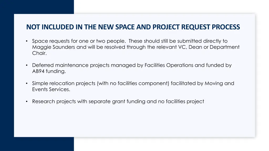 not included in the new space and project request