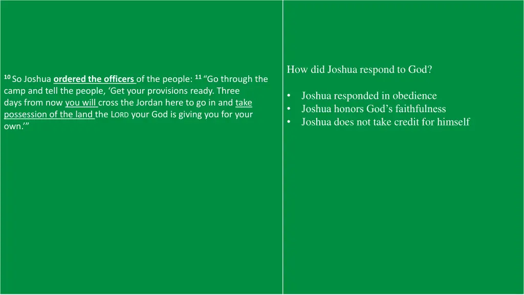 how did joshua respond to god