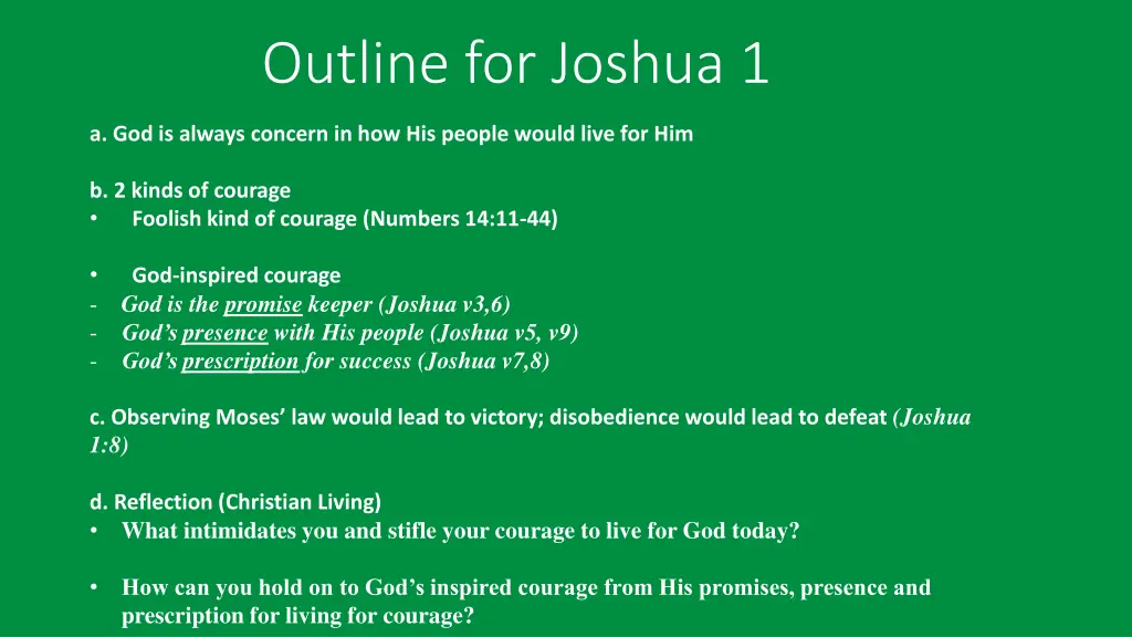 outline for joshua 1