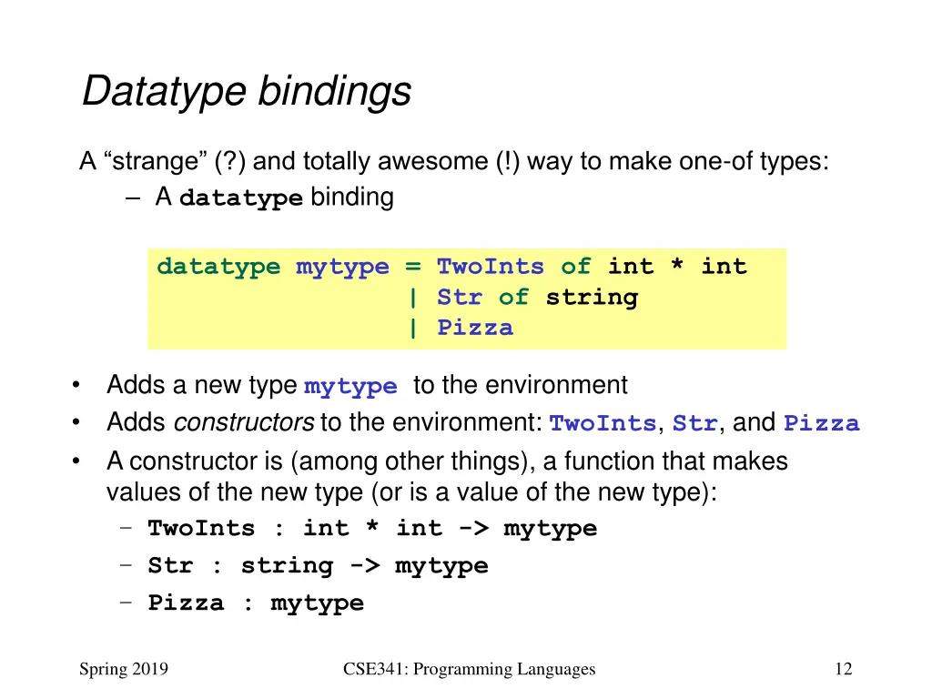 datatype bindings