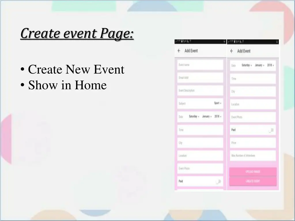 create event page