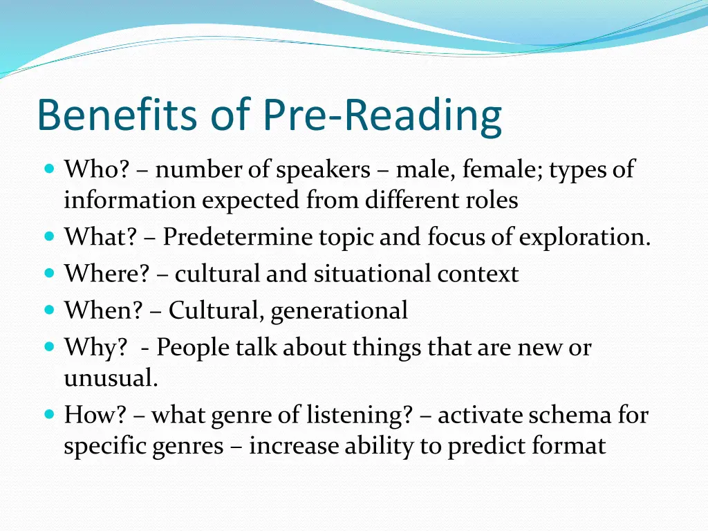 benefits of pre reading
