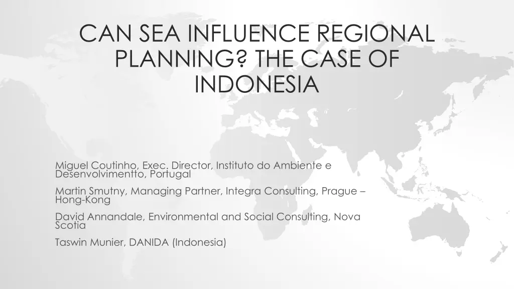 can sea influence regional planning the case