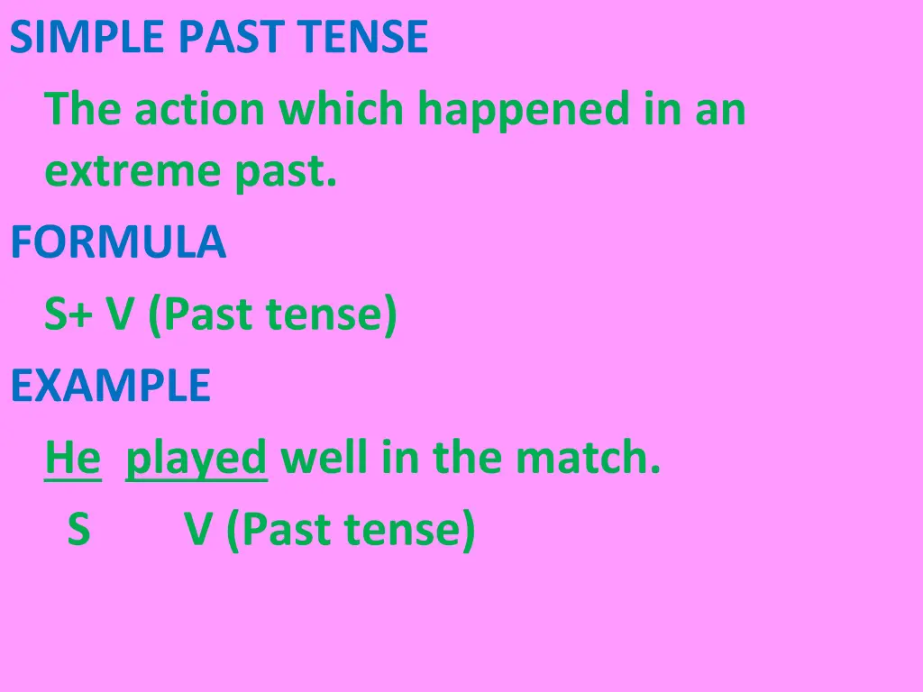 simple past tense the action which happened